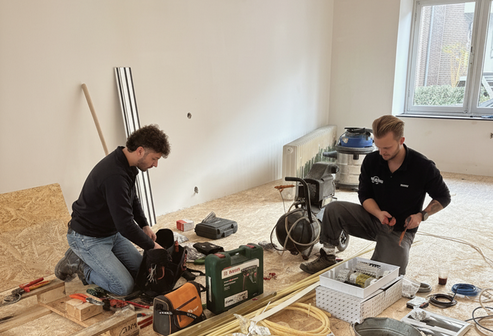 Kenny en Gijs aan het werk