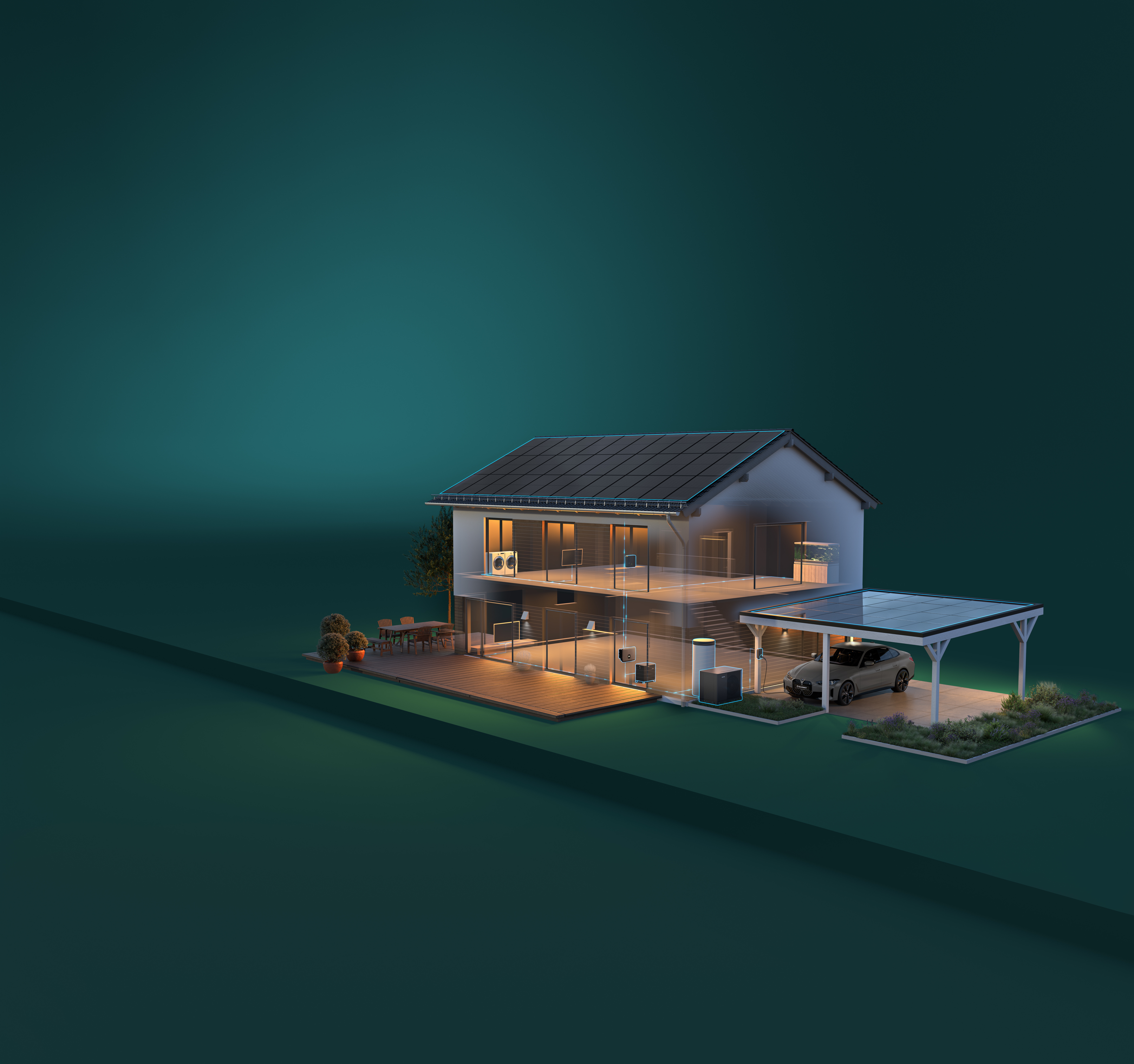 Het complete SOLARWATT energiesysteem in en om een woning